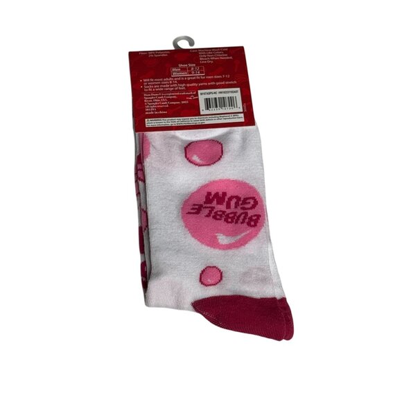 Dum Dums Bubble Gum Crew Socks Pink White Graphic One Size - Picture 2 of 2